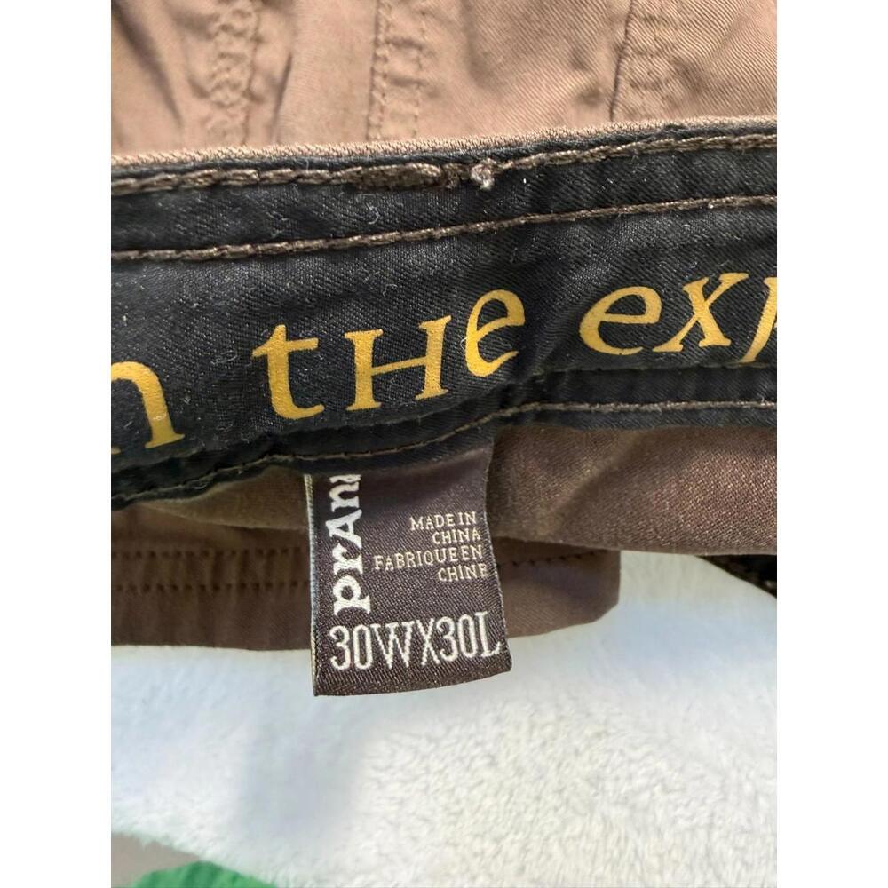 prAna Stretch Zion Cargo Pants Mens 30x30 Belted Brown Hiking Cargo Gorpcore - Picture 3 of 5